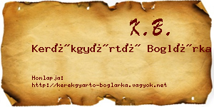 Kerékgyártó Boglárka névjegykártya